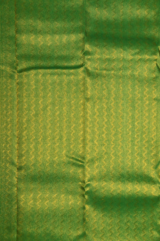 Contrast Chevron Design Border In Brocade Mustard Yellow Kanchipuram Silk Saree
