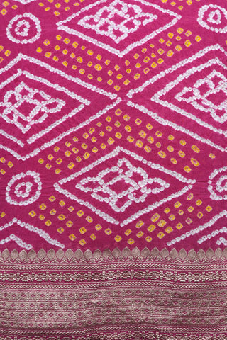 Contrast Design Raspberry Pink Bandhani Silk Saree
