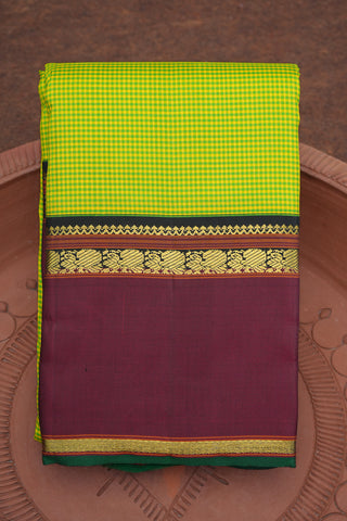 Contrast Korvai Border Green And Yellow Kanchipuram Silk Saree