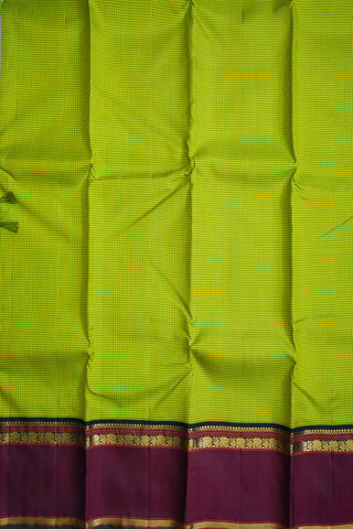 Contrast Korvai Border Green And Yellow Kanchipuram Silk Saree