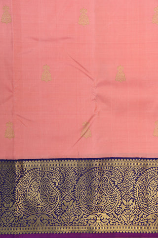 Contrast Korvai Border In Butta Baby Pink Kanchipuram Silk Saree