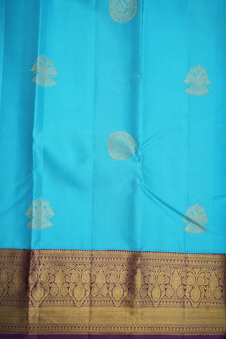 Contrast Korvai Border Sky Blue Kanchipuram Silk Saree