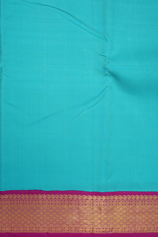 Contrast Korvai Border Turquoise Blue Kanchipuram Silk Saree