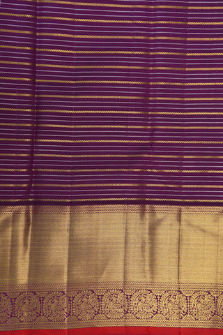 Contrast Korvai Border With Gold And Silver Zari Checks Pastel Lavender Kanchipuram Silk Saree