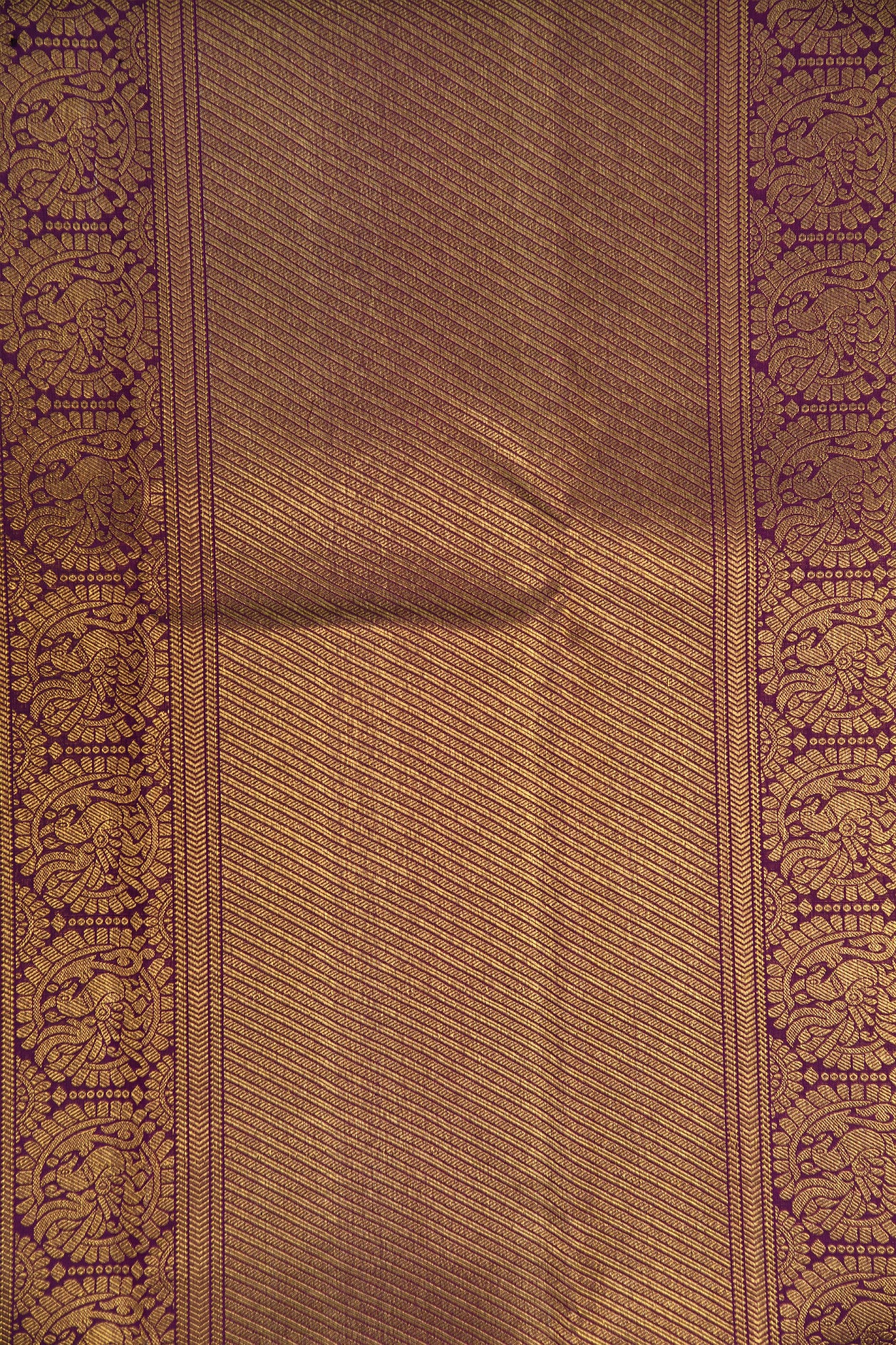 Contrast Korvai Border With Gold And Silver Zari Checks Pastel Lavender Kanchipuram Silk Saree