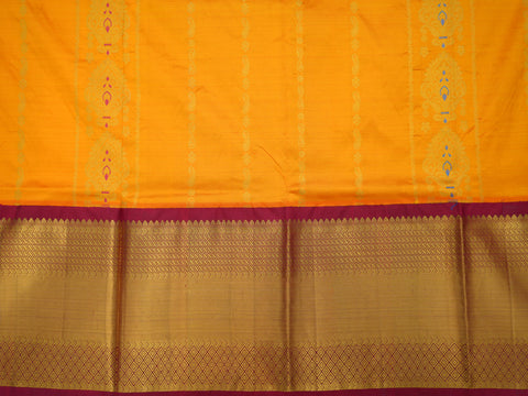 Contrast Korvai Traditional Border With Meenakari Work Mango Yellow Silk Pavadai Sattai Material