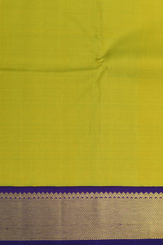 Contrast Korvai Zari Border In Plain Lemon Green Kanchipuram Silk Saree