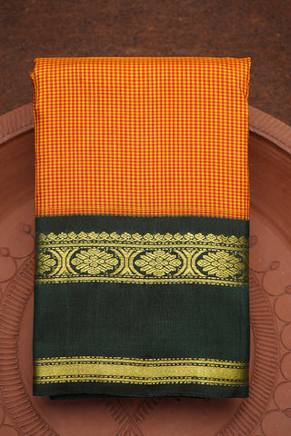 Contrast Korvai Zari Border Yellow And Red Kanchipuram Silk Saree