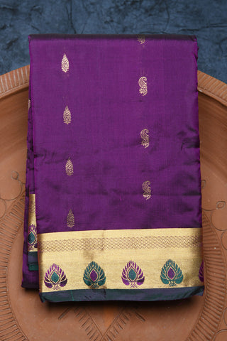Contrast Meenakari Work Border With Bindi Buttis Burgundy Purple Kanchipuram Art Silk Saree
