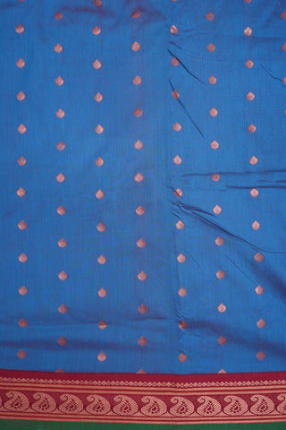 Contrast Paisley Zari Border Cobalt Blue Kalyani Cotton Saree