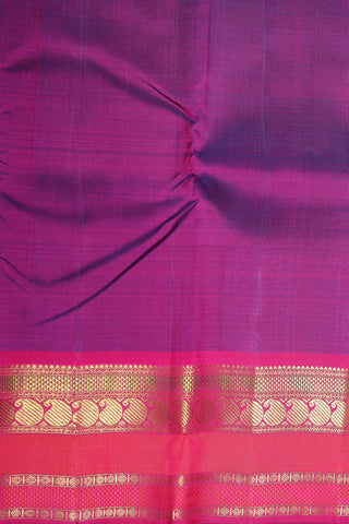 Contrast Paisley Zari Border In Plain Purple Kanchipuram Silk Saree