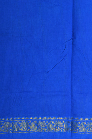 Contrast Paisley Zari Border With Small Circle Printed Navy Blue Sungudi Cotton Saree