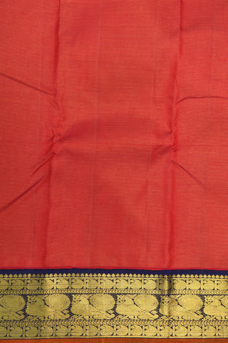 Contrast Peacock Korvai Border With Zari Stripes Pink Kanchipuram Silk Saree