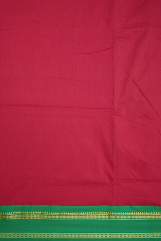 Contrast Rudraksh Zari Border Plain Scarlet Red Kalyani Cotton Saree