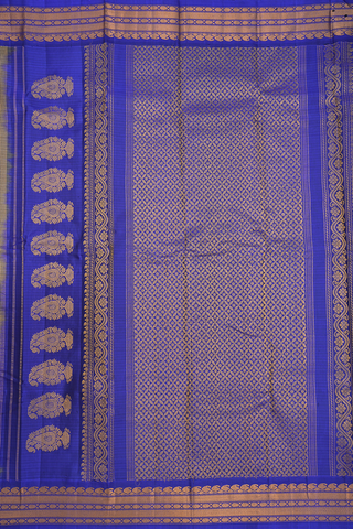 Contrast Silk Border Khaki Gadwal Cotton Saree