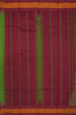 Contrast Silk Border Light Green Kanchi Cotton Saree
