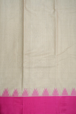Contrast Silk Border Plain Beige Gadwal Cotton Saree