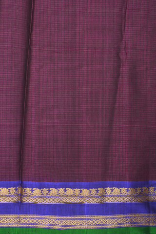 Contrast Silk Zari Border Berry Purple Gadwal Cotton Saree