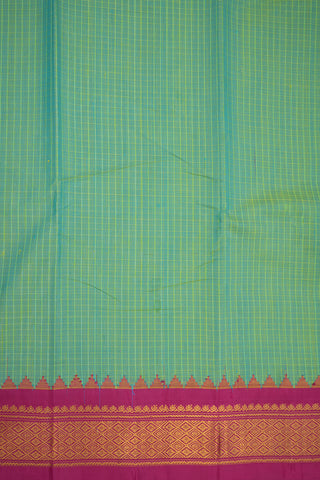 Contrast Silk Zari Border Dual Tone Gadwal Cotton Saree