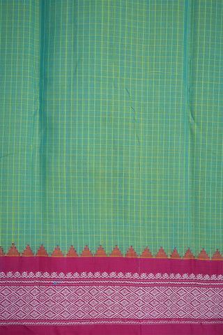 Contrast Silk Zari Border Dual Tone Gadwal Cotton Saree