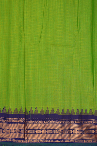Contrast Silk Zari Border Lime Green Gadwal Cotton Saree