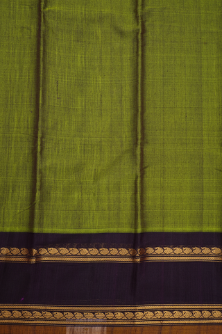 Contrast Silk Zari Border Mehendi Green Gadwal Cotton Saree