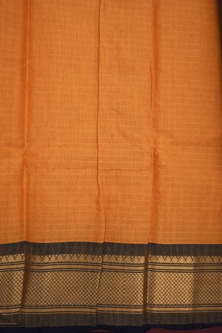 Contrast Silk Zari Border Ochre Orange Gadwal Cotton Saree