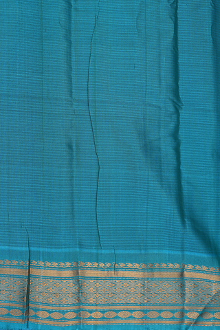 Contrast Silk Zari Border Royal Blue Gadwal Cotton Saree