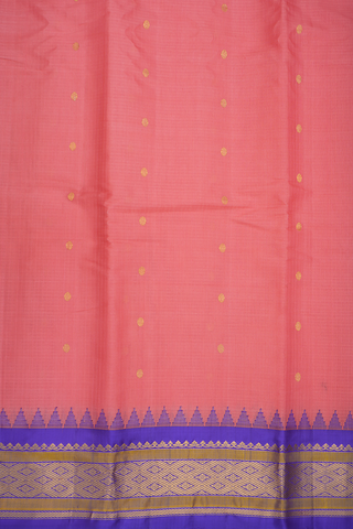 Contrast Silk Zari Border Tulip Pink Gadwal Cotton Saree