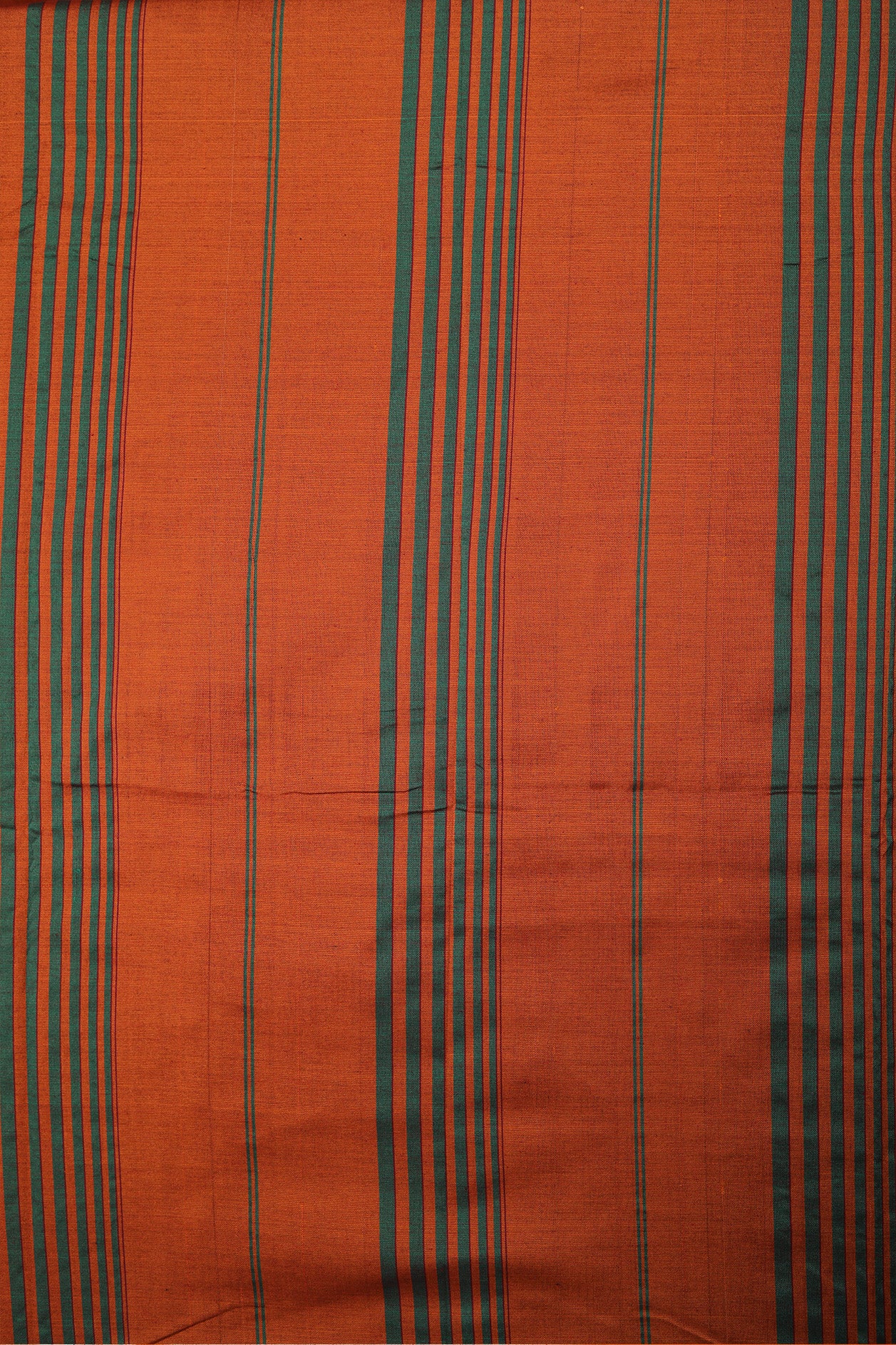 Contrast Thread Work Stripes Border In Plain Brown Dharwad Cotton Saree