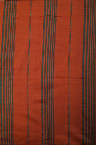 Contrast Thread Work Stripes Border In Plain Burgundy Maroon Dharwad Cotton Saree