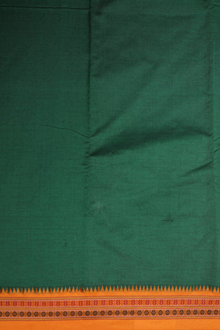 Contrast Thread Work Border In Plain Leaf Green Dharwad Cotton Saree