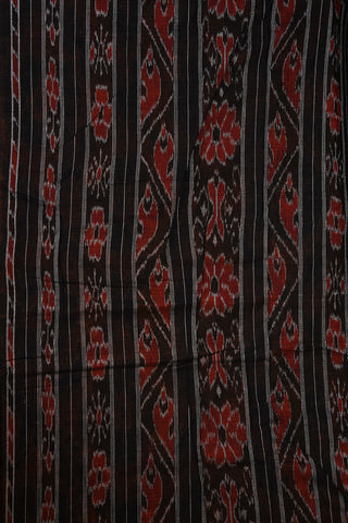 Contrast Thread Work Border With Geometric Pattern Orange Pochampally Cotton Saree