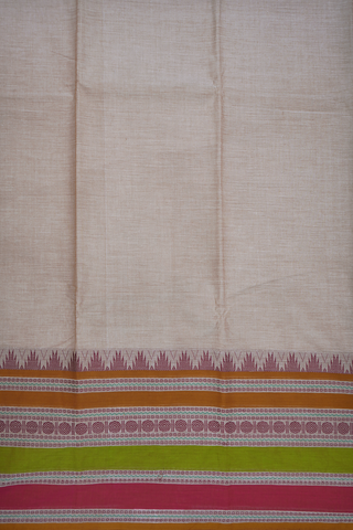 Contrast Threadwork Border Beige Kanchi Cotton Saree
