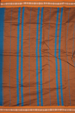 Contrast Threadwork Border Capri Blue Dharwad Cotton Saree