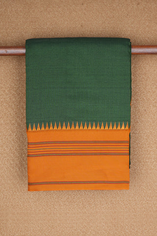 Contrast Threadwork Border Emerald Green Dharwad Cotton Saree