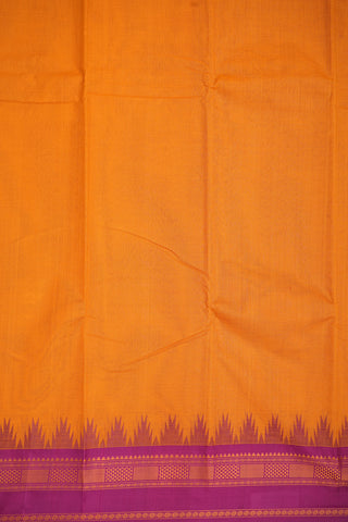 Contrast Threadwork Border Honey Orange Kanchi Cotton Saree
