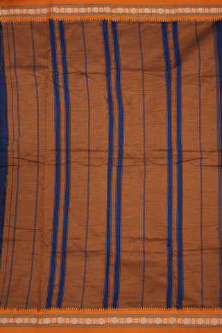 Contrast Threadwork Border Oxford Blue Dharwad Cotton Saree