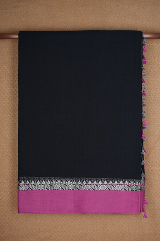 Contrast Threadwork Border Plain Black Bengal Cotton Saree