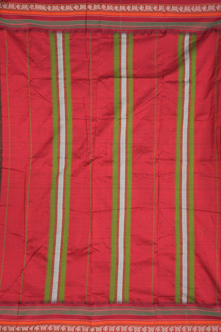 Contrast Threadwork Border Plain Fern Green Dharwad Cotton Saree