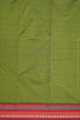 Contrast Threadwork Border Plain Fern Green Dharwad Cotton Saree