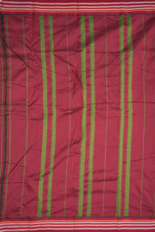 Contrast Threadwork Border Plain Olive Green Dharwad Cotton Saree