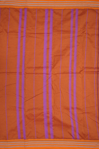 Contrast Threadwork Border Plain Purple Rose Dharwad Cotton Saree