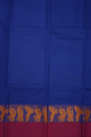 Contrast Threadwork Border Royal Blue Coimbatore Cotton Saree