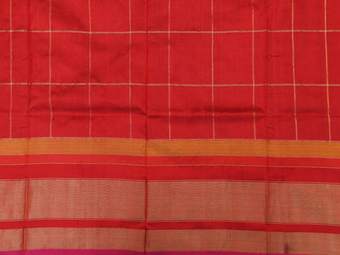 Contrast Tissue Border With Checks And Buttas Navy Blue Pochampally Silk Unstitched Pavadai Sattai Material