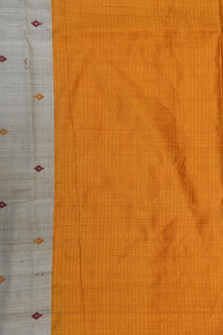 Contrast Tissue Border With Thread Work Diamond Buttis Off White Tussar Silk Saree
