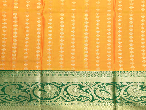 Contrast Traditional Big Border With Diamond Butta Mustard Yellow Unstitched Pavadai Sattai Material