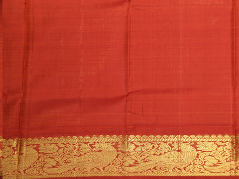 Contrast Traditional Korvai Border In Plain Cream Orange Kanchipuram Silk Unstitched Pavadai Sattai Material