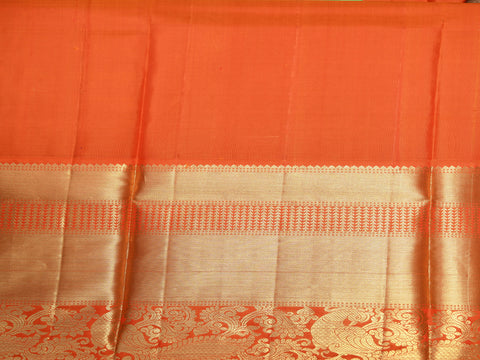 Contrast Traditional Korvai Border With Butta Checks Jade Green Kanchipuram Silk Unstitched Pavadai Sattai Material