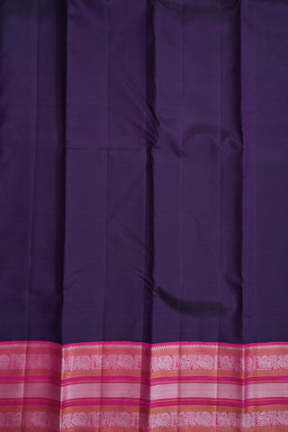 Contrast Traditional Threadwork Border Plum Purple Kanchipuram Silk Saree